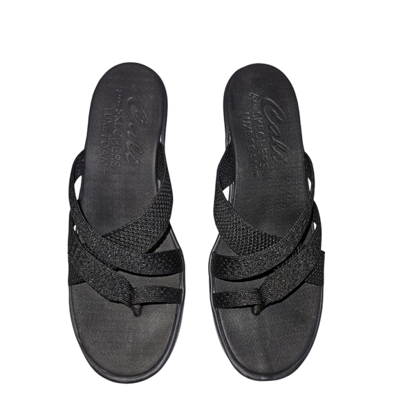 Skechers Women's Rumble On-Heat Maze Black Wedge Sandal 11 - Picture 3 of 9